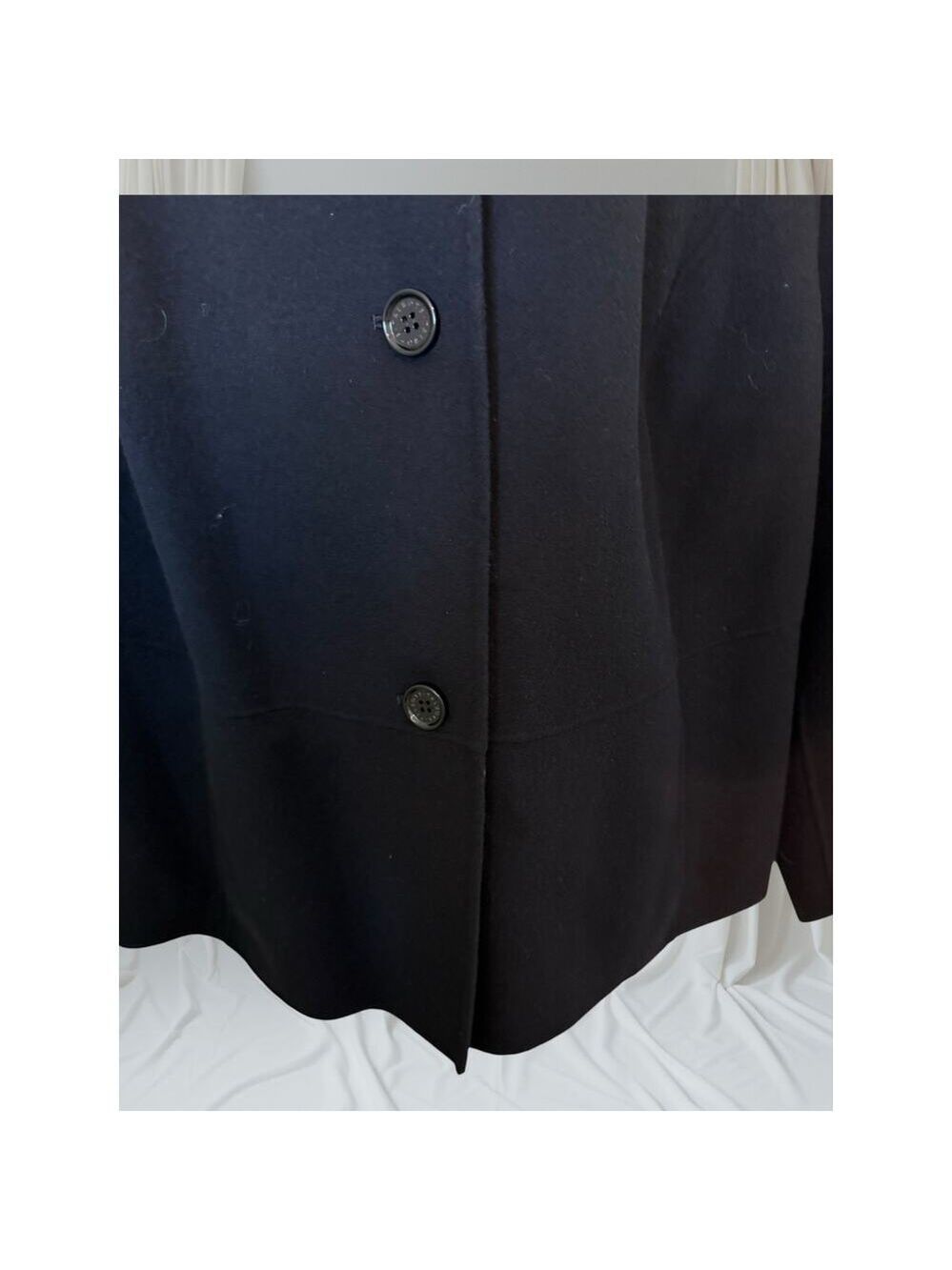 Talbots Woman Black Wool Blend Ruffle Collar Button Front Coat – Size 20W - Picture 4 of 10